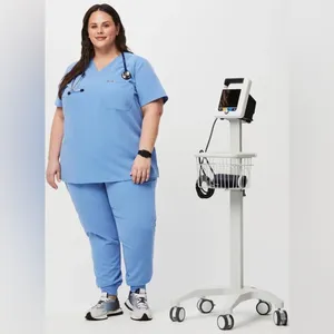 FIGS Catarina Scrub Top in Cool Blue thumbnail 2