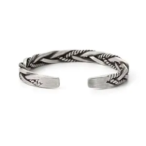 NEW Solid Unisex Braided 925‎ Sterling Silver Cuff Bracelet thumbnail 10