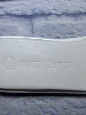 TORY BURCH Double T Sport Leather Slide Sandal Perfect White Size 9.5 (40) thumbnail 5