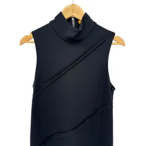 Alice + Olivia‎ Black Sleeveless Mock Neck Asymmetrical Seam Dress Size L thumbnail 2