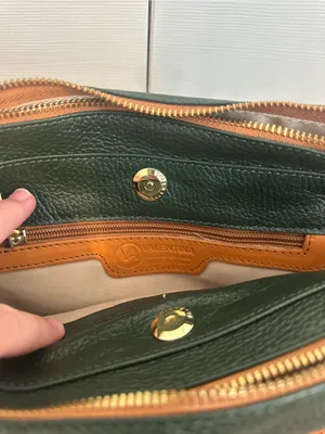 NWOT Authentic Genuine Leather Valentina Dark Green Leather Crossbody Bag thumbnail 6