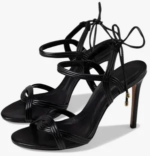 Schutz Black Leather Brynn Strappy Heels thumbnail 1