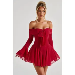 NWT Babyboo Nerissa Red Ruffle Bell Long Sleeve Romper Playsuit Womens Size M thumbnail 7