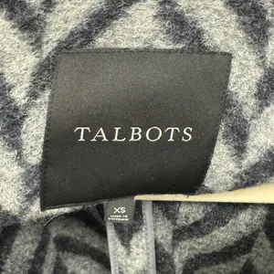 Talbots Women's Grey Black Chevron Wool Blend Longline Cardigan Coat Jacket XS‎ thumbnail 6
