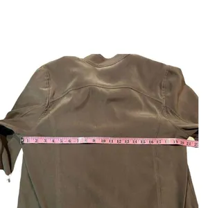 ORVIS Brown Faux Suede Full Zip Jacket Cinch Hem Pockets Y2K Women's 12 thumbnail 7