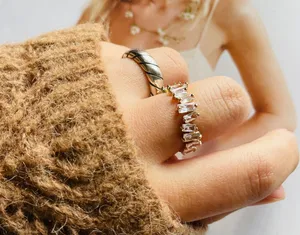 Sterling Silver Ring + CZ Ring Set Of 2 thumbnail 1