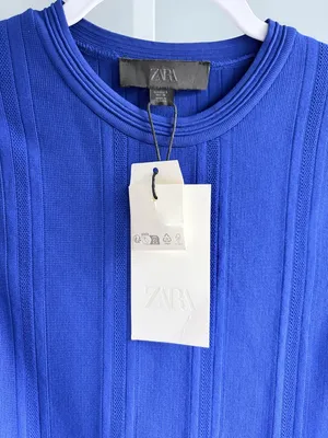 Zara Cobalt Blue Knit Sleeveless Pleated Mini Dress Mod Drop Waist Size S thumbnail 4