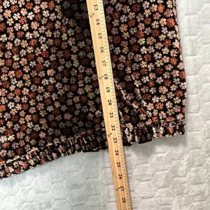 Madewell Floral Burnout Velvet V Neck Puff Sleeve Top Black Brown L Coquette thumbnail 7