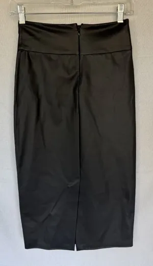 Enza Costa Black Satin High Waist Midi Pencil Skirt Size 0 thumbnail 1