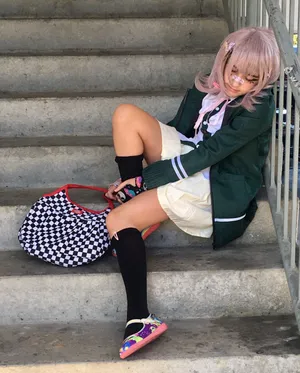 Chiaki Nanami Cosplay Anime High School Costume Jacket & Skirt EUC S WITH Pink Wig & Hair Clip; WITHOUT Shirt, Tights, or Pink Tie thumbnail 14
