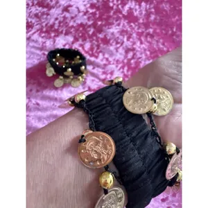 Gypsy Halloween Accessories Belly Dance Costume Hip Scarf Coins Beads Gold thumbnail 12