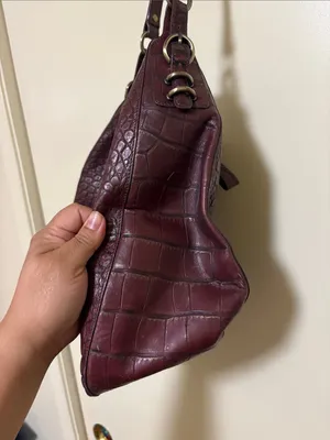 Monsac Croc-Embossed Hobo Bag in Burgundy thumbnail 4