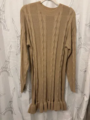 Nude color sweater dress thumbnail 2