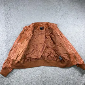 Faux Leather Bomber‎ Jacket Women 1X Cognac Brown Moto Zip Up Edgy Grunge Biker thumbnail 12
