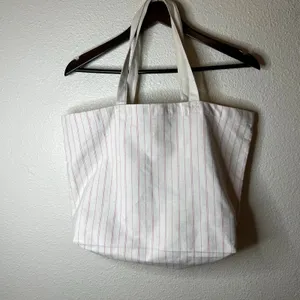 Sézane cream red California Mon Amour striped canvas tote bag thumbnail 3