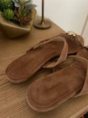 Madewell Mila Organic Hardware Thong Slide Sandal Aged Cognac Brown NEW Size 7.5 thumbnail 7
