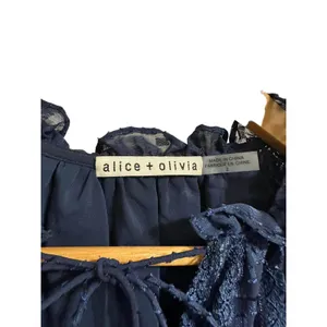 Alice+ Olivia Joanne Tiered Handkerchief Hem Dress Sapphire Blue‎ Lace Trim sz 2 thumbnail 4