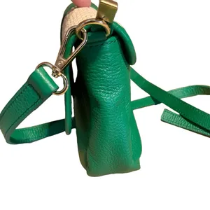Divina Firenze Emerald Green Leather And Cream Rattan Crossbody Bag thumbnail 8