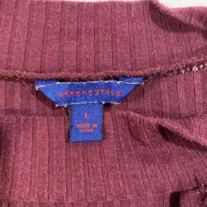Aeropostale Burgundy Ribbed Fit & Flare Dress Women’s Large Sleeveless Mock Neck thumbnail 3