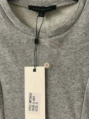 Dance & Marvel Heather Gray Sweatshirt Top with Cream Pinstripe Sleeves thumbnail 4