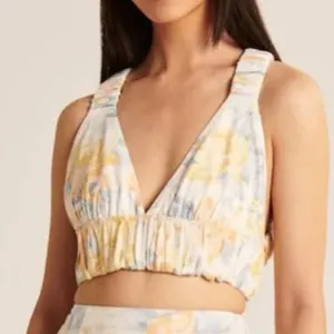 ABERCROMBIE & FITCH Cropped Top‎ Flower Linen Bralette size Small thumbnail 1