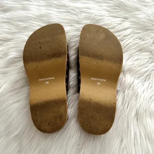 Zara Leather Double Buckle Wooden Platform Sandal Sz 7.5 thumbnail 7