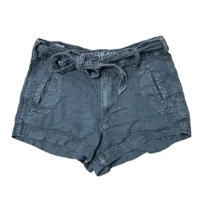 American Eagle Size 4 Shorts Linen Blend High Rise Tie Waist Gray Utility Boho thumbnail 2