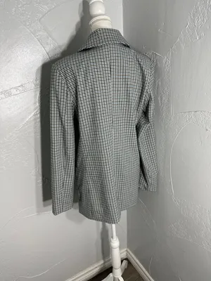 a new day Plaid Single-Button Blazer in Blue and Black. thumbnail 6