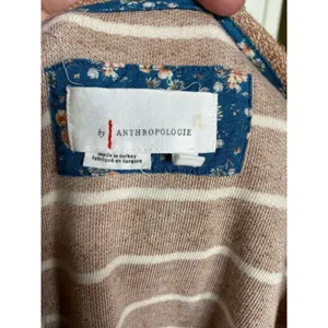 Anthropologie Womens Sweatshirt‎ Size XS Devin Textured Striped Tan Cream thumbnail 9