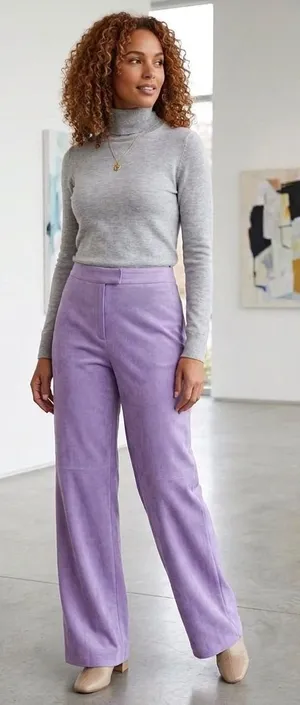 Norton McNaughton 12 Orchid Purple High Waisted‎ Wide Leg Pants Career thumbnail 1