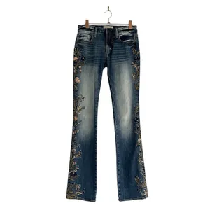 Anthropologie DRIFTWOOD Kelly Bootcut Jeans 25 Floral Embroidery Mid Rise Boho Cowgirl Chic thumbnail 2