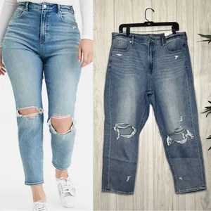 NWT American Eagle Plus Size Ripped Cool Classic Mom Jeans Crop Ankle 16 Short thumbnail 1
