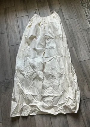 Faithfull the Brand Cream Maxi Slip Dress with Spaghetti Straps thumbnail 1