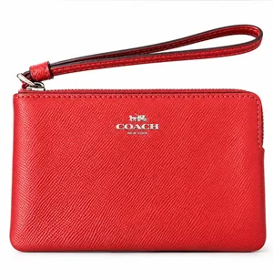 Coach Red Leather Wristlet with Logo thumbnail 1