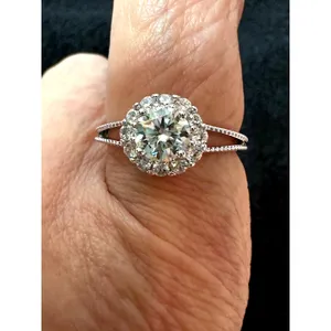 1 carat Moissanite Round Cut Ring with Accents Size 8 thumbnail 13