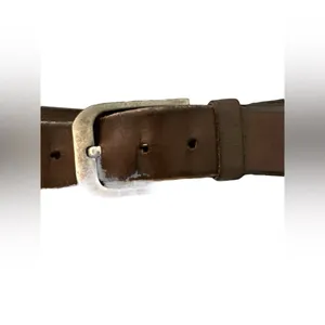 Brown leather belt silver buckle thumbnail 2
