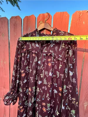 Eloquii Elements Floral Long Sleeve Midi Dress - Burgundy - size 16 thumbnail 10