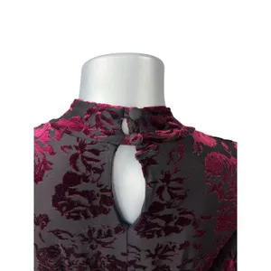 Modcloth Very Visionary Red Velvet Dress Burnout Large Bell Sleeve Edwardian thumbnail 5