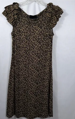 Cynthia Rowley Leopard Print Ruffle Sleeve Dress Size Medium thumbnail 1