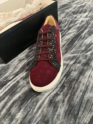 Burgundy Suede Sneakers with Glitter Accents by Marc Joseph thumbnail 2