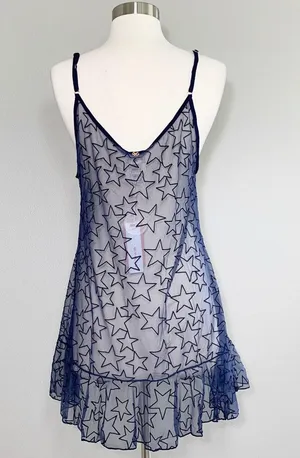 PilyQ Starry Dress in Starlight Swim Coverup Navy thumbnail 6