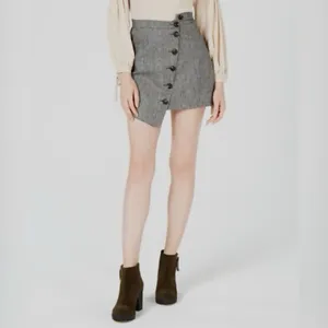 Sage The Label Button Front Asymmetrical Skirt Grey‎ Plaid XL NWT thumbnail 2