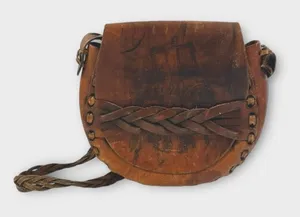 Vintage Boho Coastal Cowgirl Leather Hand Tooled Saddle Bag With Braided Strap thumbnail 1
