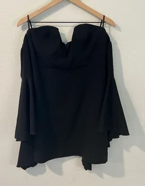 Nasty Gal Black Off The Shoulder Bell Sleeve Mini Fit &‎ Flare Dress Size M thumbnail 1
