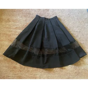 EXPRESS Black A-Line Midi SKIRT with Sheer Panel Details Size XS NWOT thumbnail 9