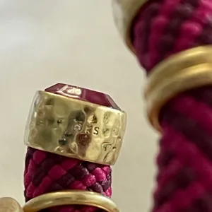 Kendra Scott Woven‎ Cord Hoop Earrings Womens Fuchsia Gold Boho Statement Chunky thumbnail 5
