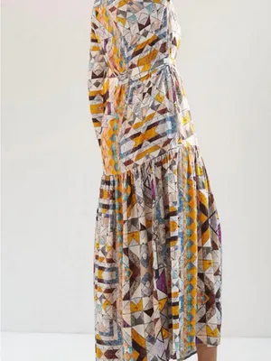 Anthropologie Flounced abstract maxi NWT thumbnail 2