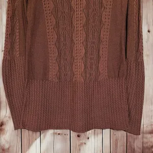 Peruvian Connection Cable Knit Sweater‎ | Womens Small | Brown 100% Pima Cotton thumbnail 2