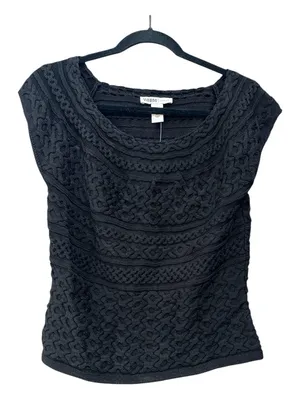 White House | Black Market Outlet Chic Capsule Vest Knit Top Textured Sleeveless Sweater Black Small thumbnail 4
