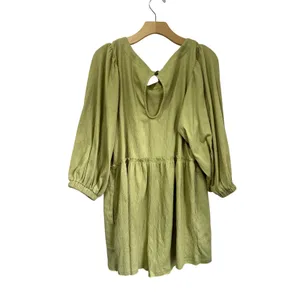 Aemi + Co Olive Green Frill Long‎ Sleeve Romper Relaxed Fit Pockets Size S thumbnail 5